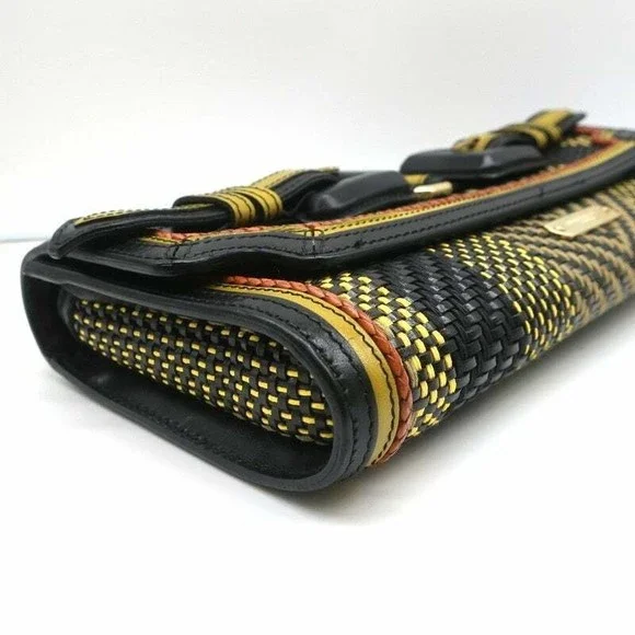 Burberry Prorsum Margot Oversize Buckle Clutch Black/Multi Woven Leather - Picture 8 of 12